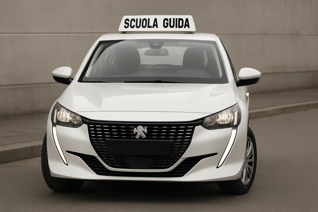 L’immagine mostra un'automobile ed il suo sportello posteriore con il cui vetro è coperto dalle tenebre. Il veicolo ha un ...